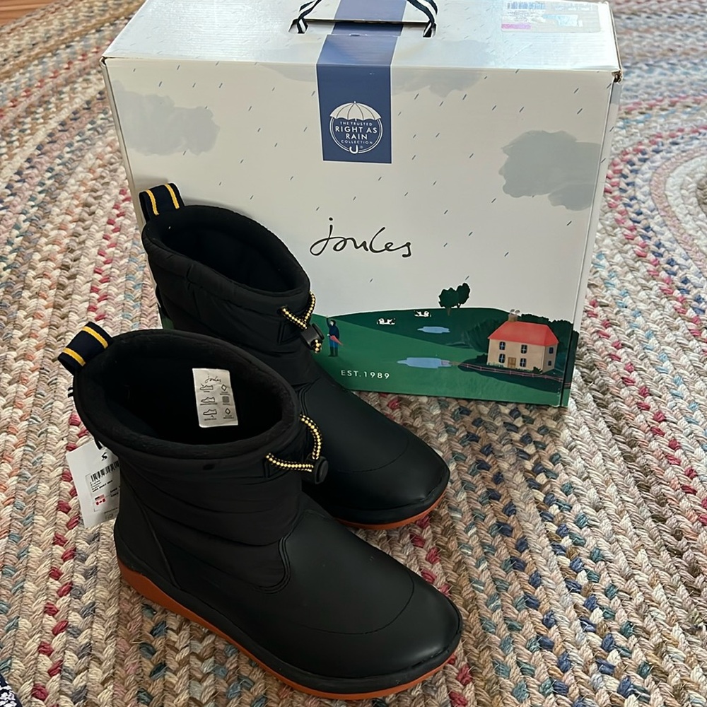 JOULES WATERPROOF BOOTS CONISTON 6 Right As Rain BLACK New with tags in box